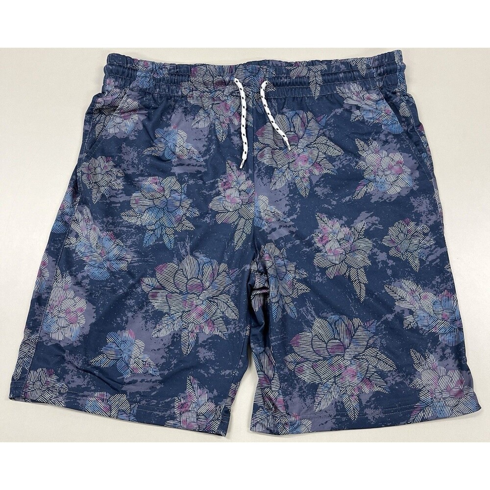 Men's Matix Blue Floral Active Shorts, Size XL